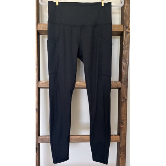 Lukka Lux Ribbed High Waisted Pocket Leggings Black Size S Like New - Picture 1 of 4